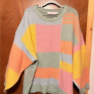 Lisa Says Gah Pastel Patchwork Sweater